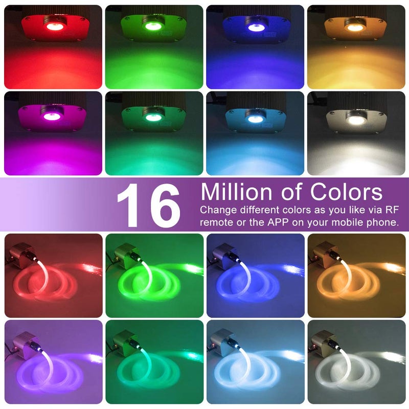 AKEPO 16W RGBW Twinkle Fiber Optic Lights, 550pcs 13.1ft/4m 0.03in Optical Fibers+RGBW+Music Activated+APP & Remote Controller Starlight Headliner Kit for Car/Home - Image 5